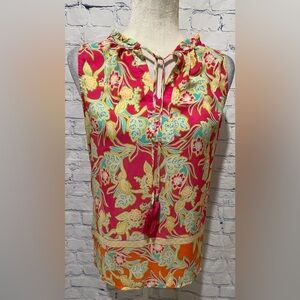 Rose + Olive Sleeveless pink Floral Blouse Size XS